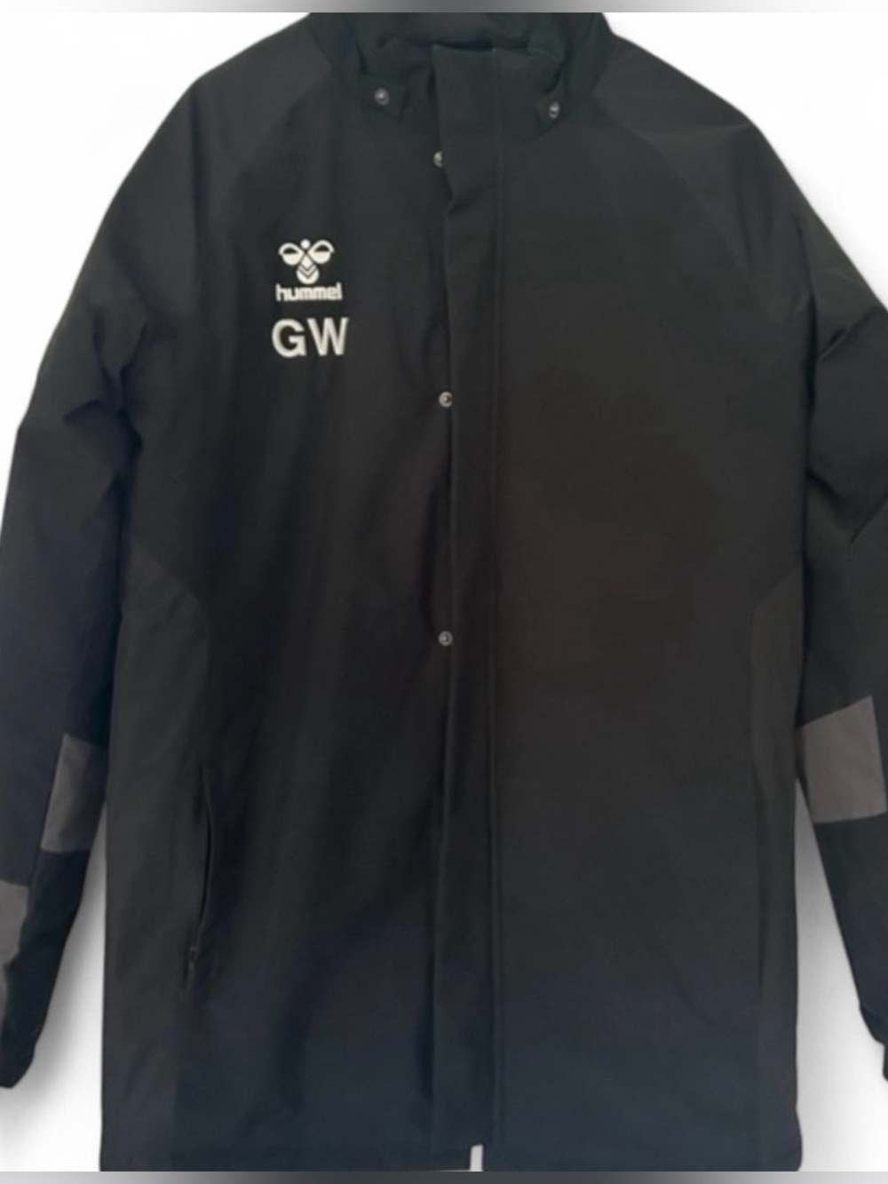 Hummel Big Kids Black Full Zip Soccer Jacket w Grey Chevrons Size YL